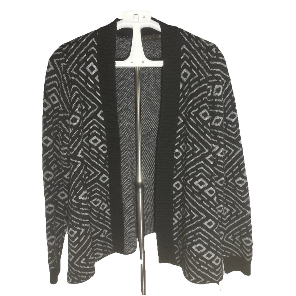 The Limited Vintage Open-front Cardigan Black & White Chevron Women's Sz  XL